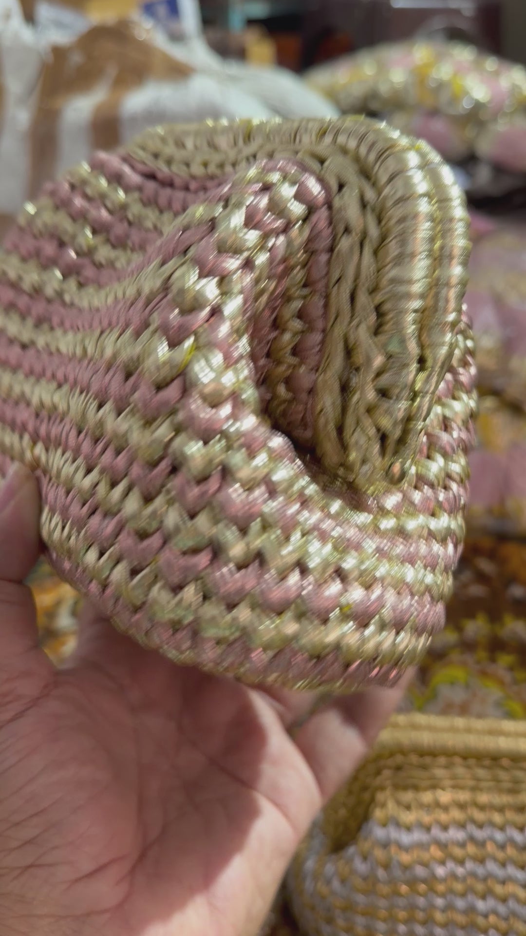 Blush Gold Two-Tone Crochet Clutch